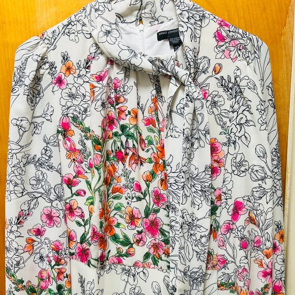 Maggy London Floral Print Long Sleeve Dress - Picture 2 of 7